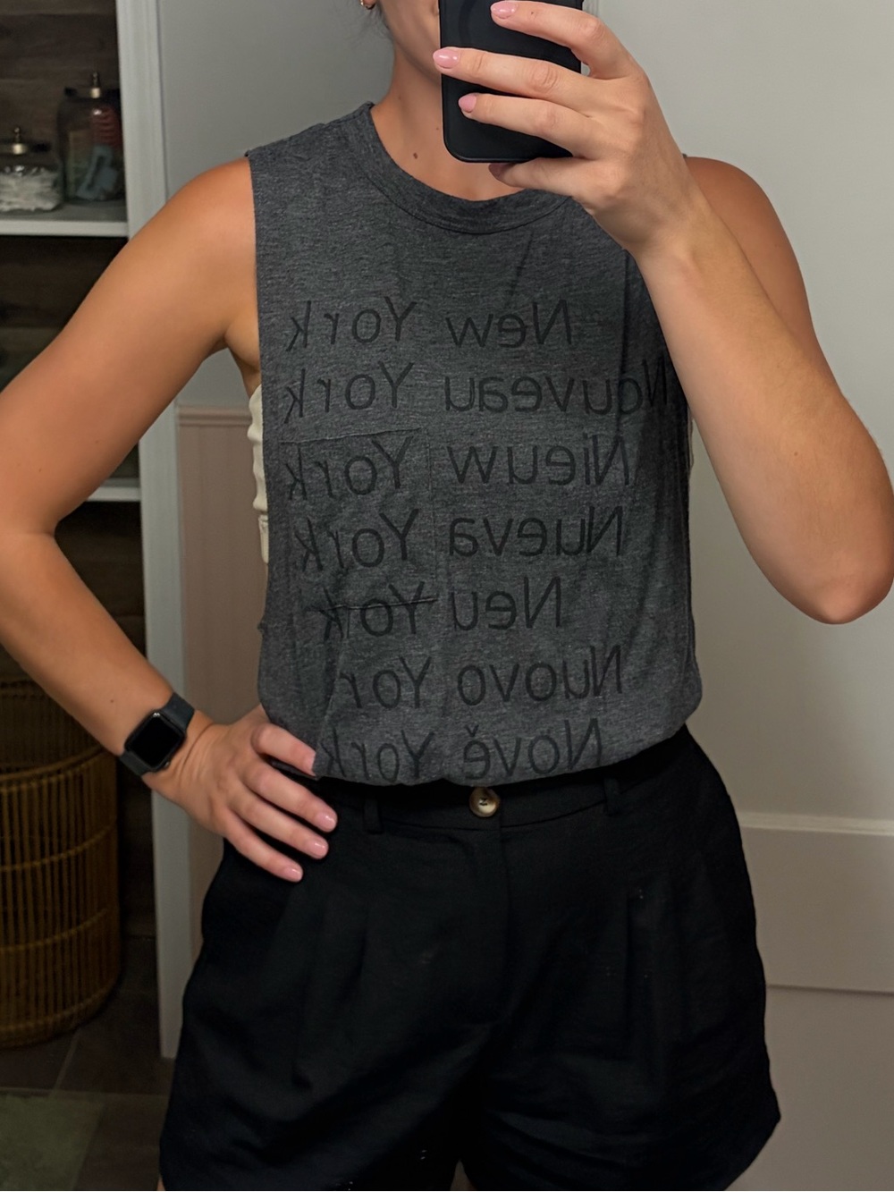 Forever 21 Dark Gray Graphic Muscle Tank